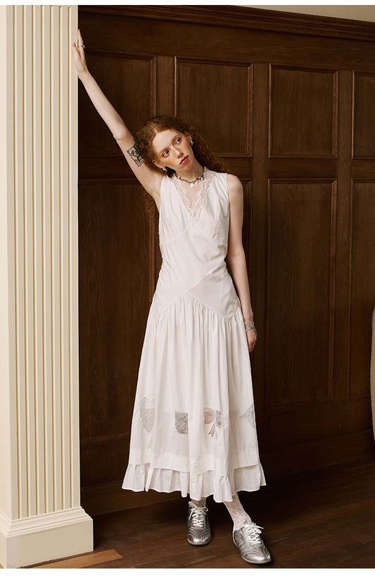 Lace Patch Sleeveless Cutout Dress