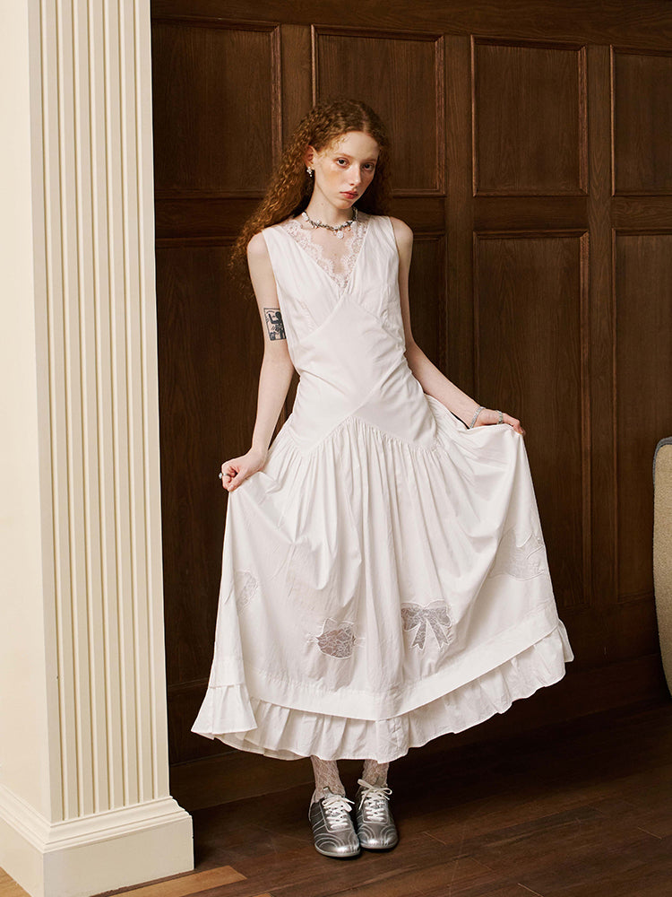 Lace Patch Sleeveless Cutout Dress