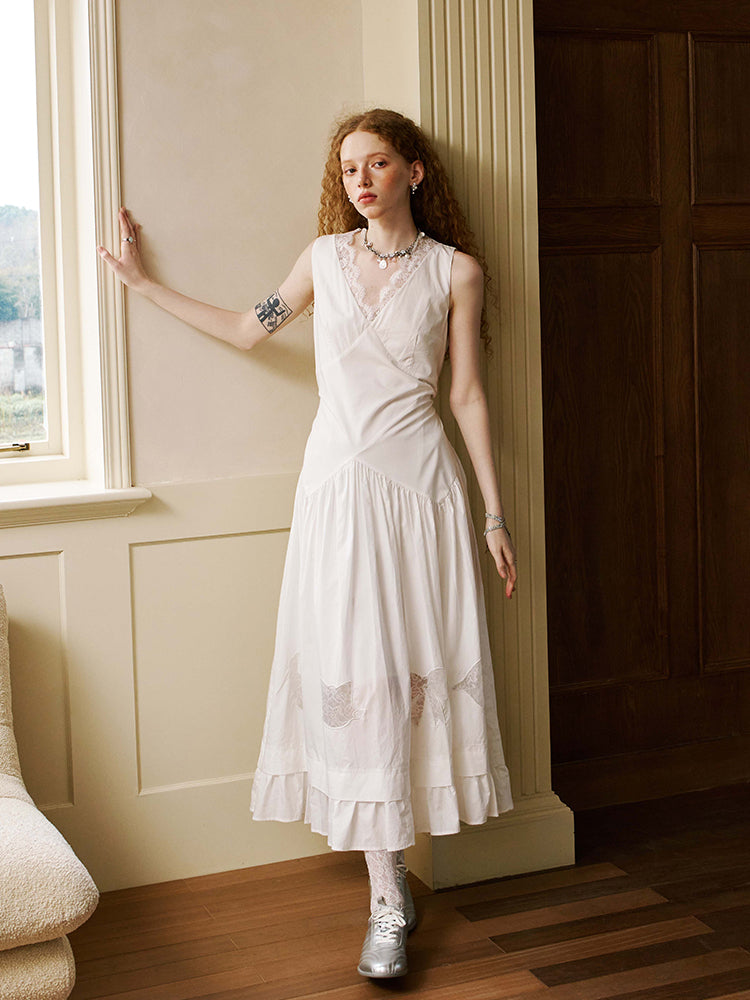 Lace Patch Sleeveless Cutout Dress