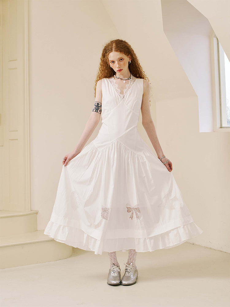 Lace Patch Sleeveless Cutout Dress