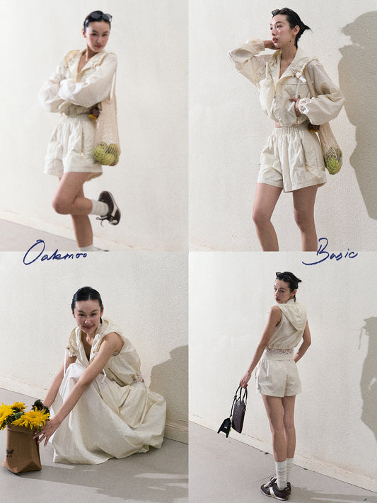 Zip-Up Top With Two Sleeve Options & Skirt Or Shorts