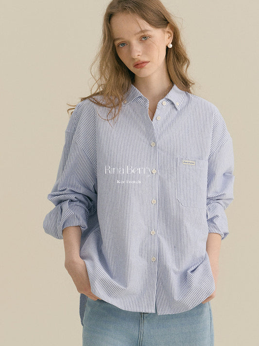 Striped Drop Shoulder Button-Down Shirt