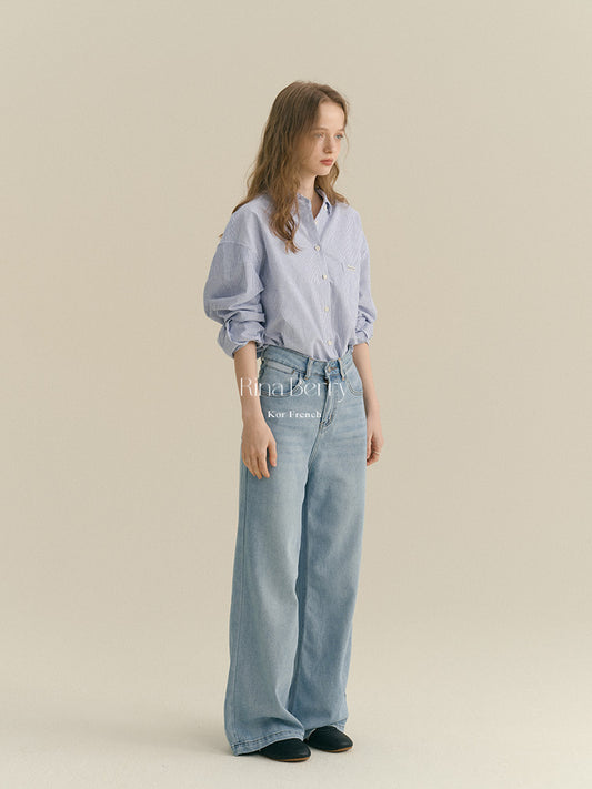 Striped Drop Shoulder Button-Down Shirt