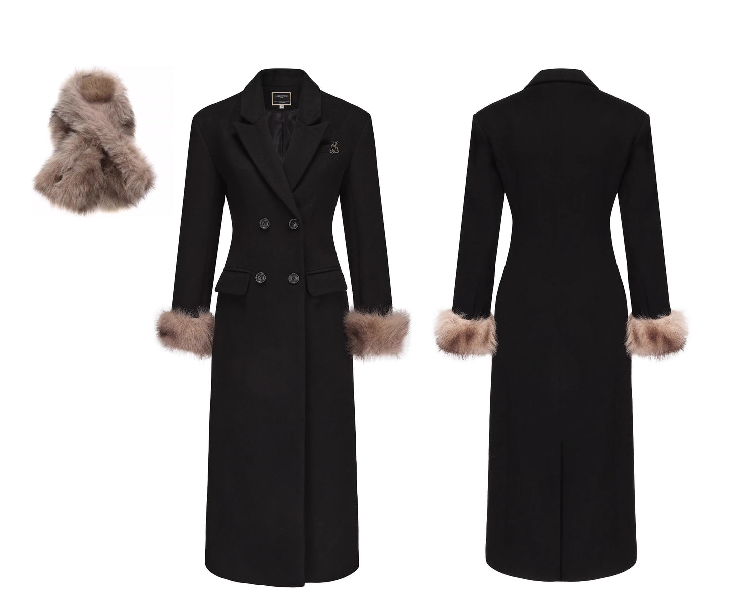 Hourglass Fitted Coat With Removable Fur Collar