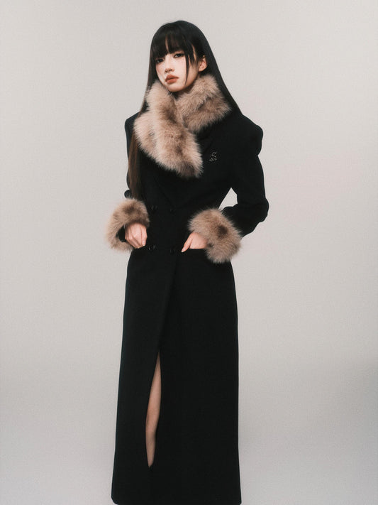 Hourglass Fitted Coat With Removable Fur Collar