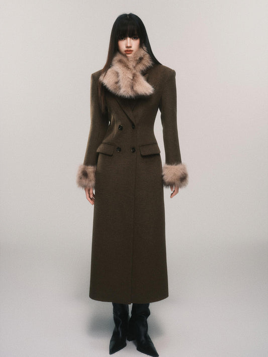Hourglass Fitted Coat With Removable Fur Collar