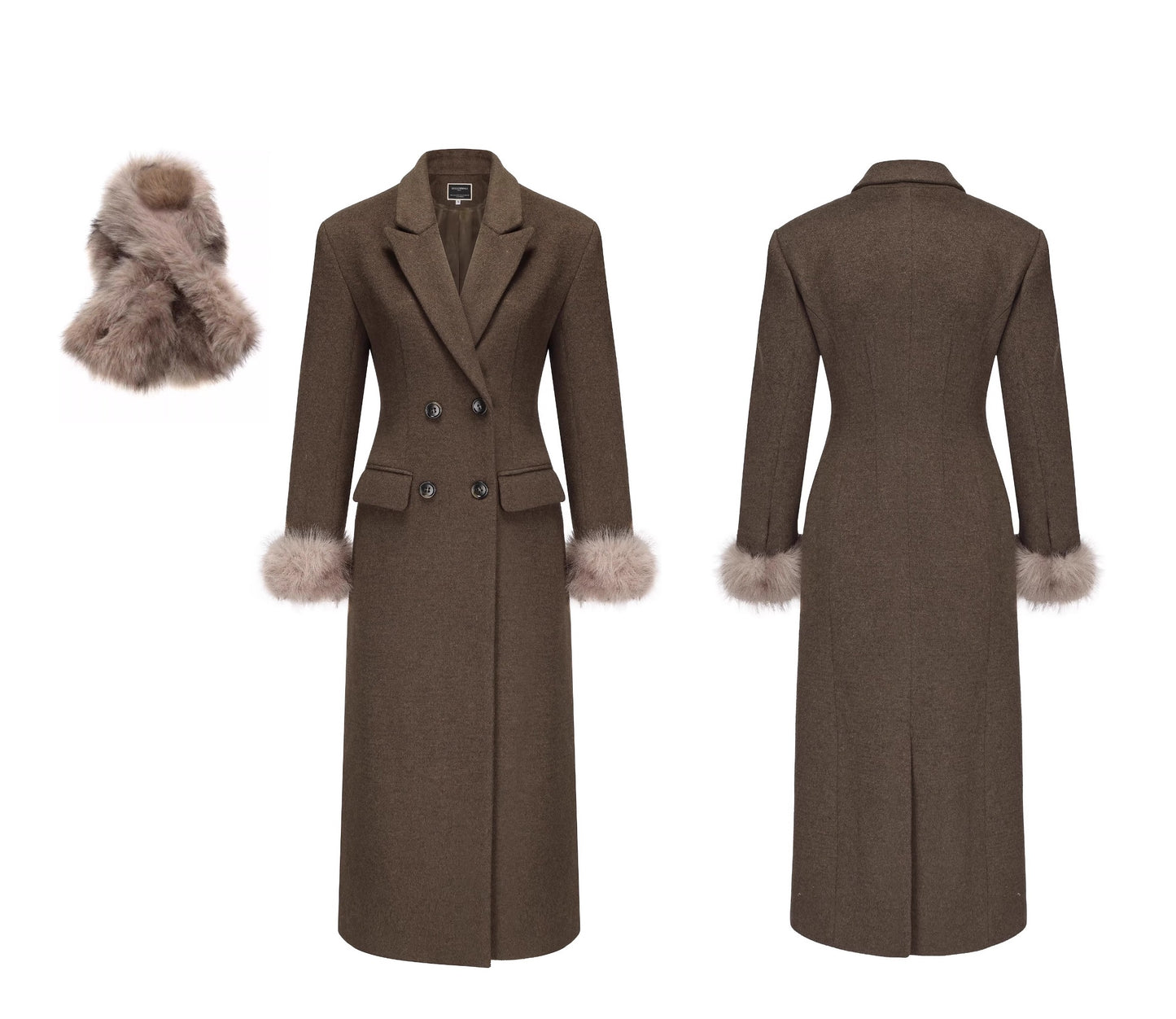 Hourglass Fitted Coat With Removable Fur Collar