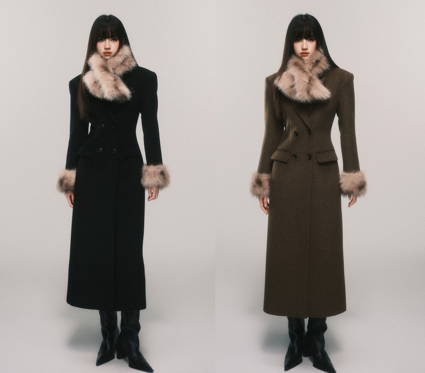 Hourglass Fitted Coat With Removable Fur Collar