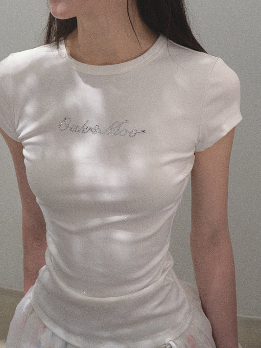 Sparkling Fitted Cap-Sleeve T-Shirt