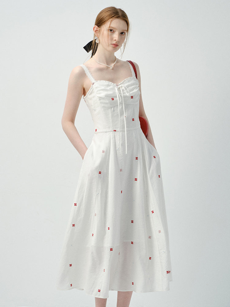 Embroidered Floral Bustier Dress