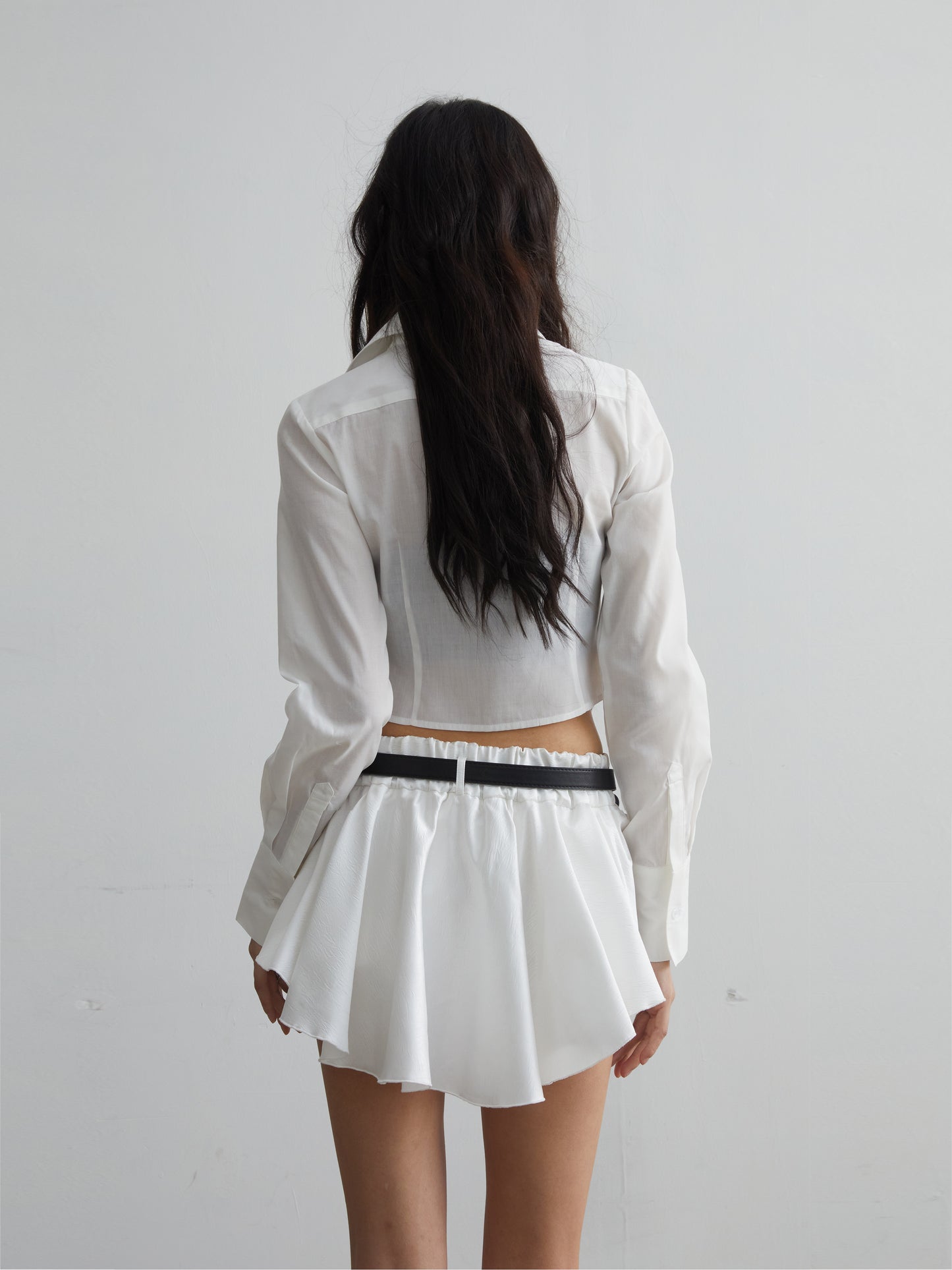 Crinkled High-Low Hem Micro Skort