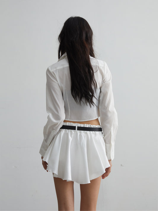 Crinkled High-Low Hem Micro Skort