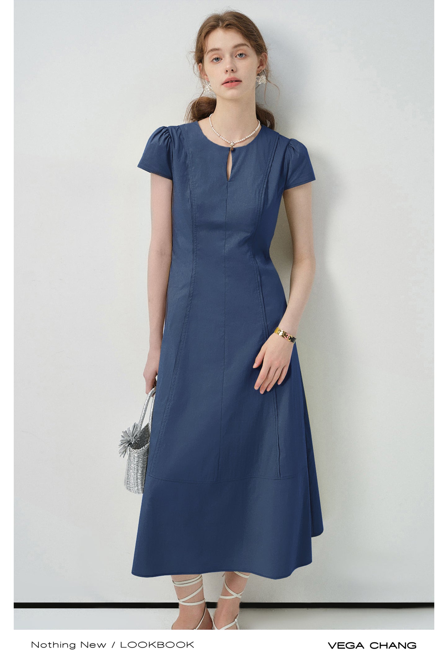 Tailored Puff-Sleeve Dress With Single Button