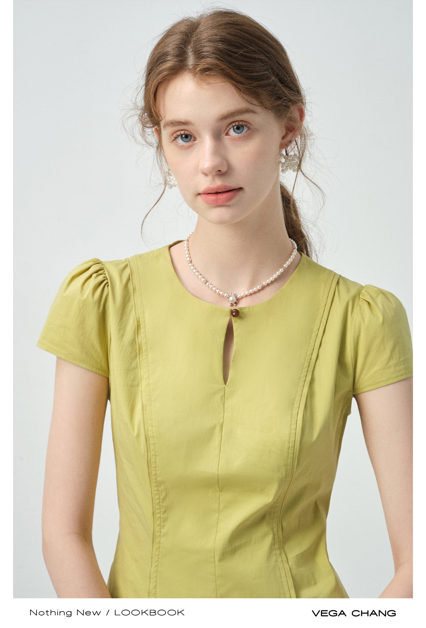 Tailored Puff-Sleeve Dress With Single Button