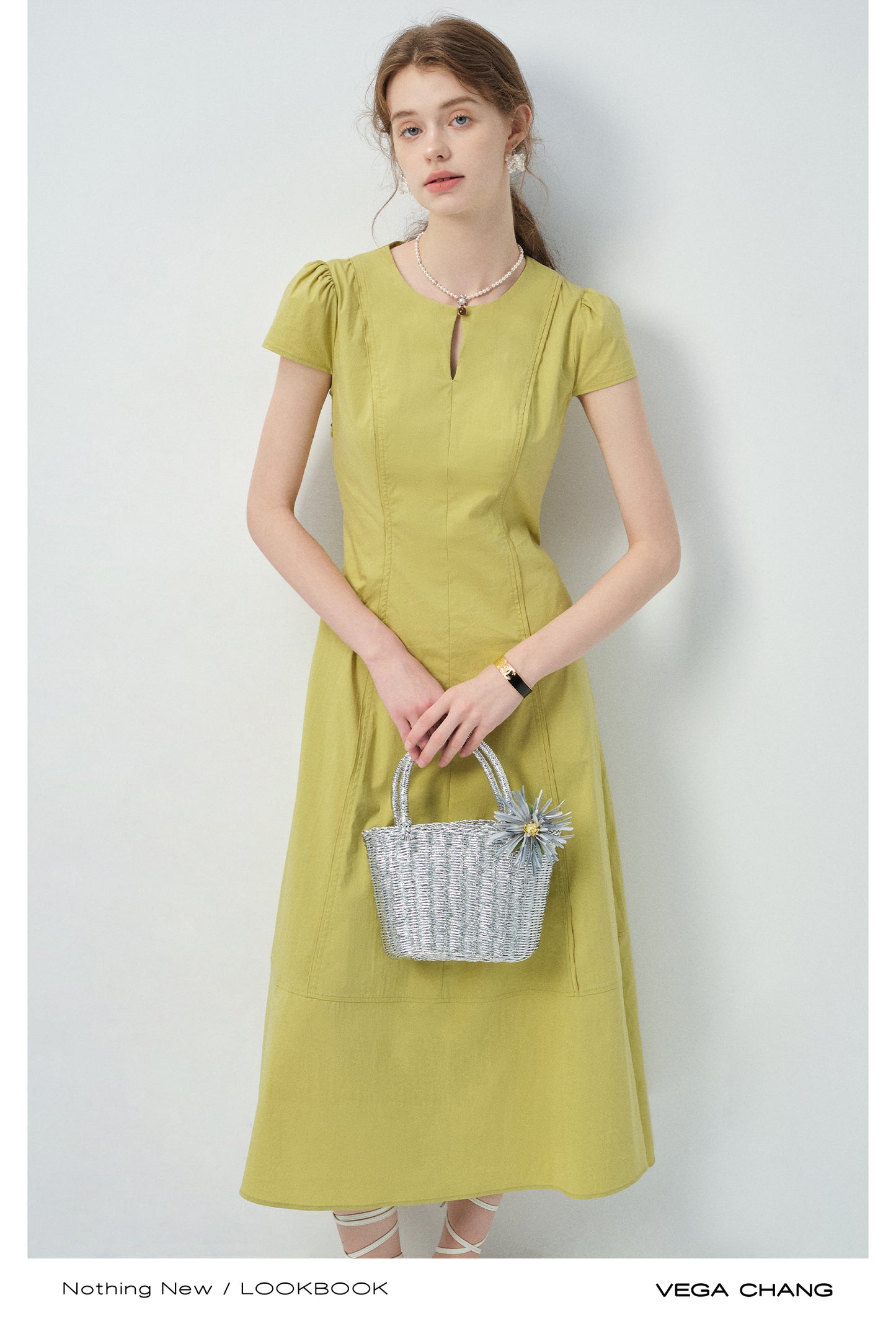 Tailored Puff-Sleeve Dress With Single Button