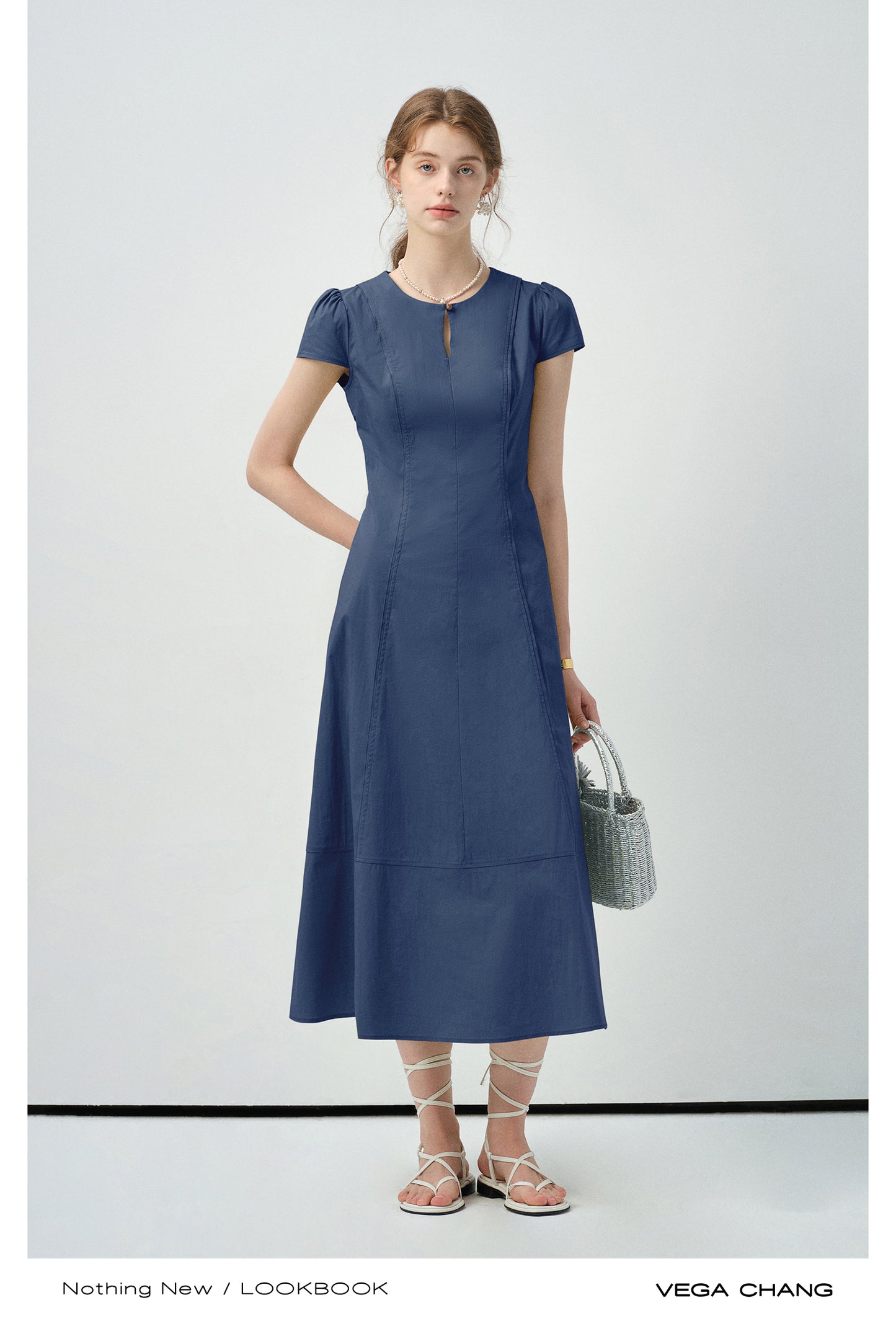 Tailored Puff-Sleeve Dress With Single Button
