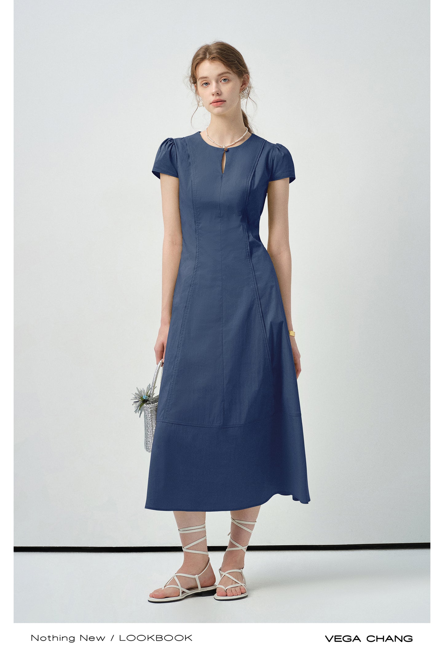 Tailored Puff-Sleeve Dress With Single Button