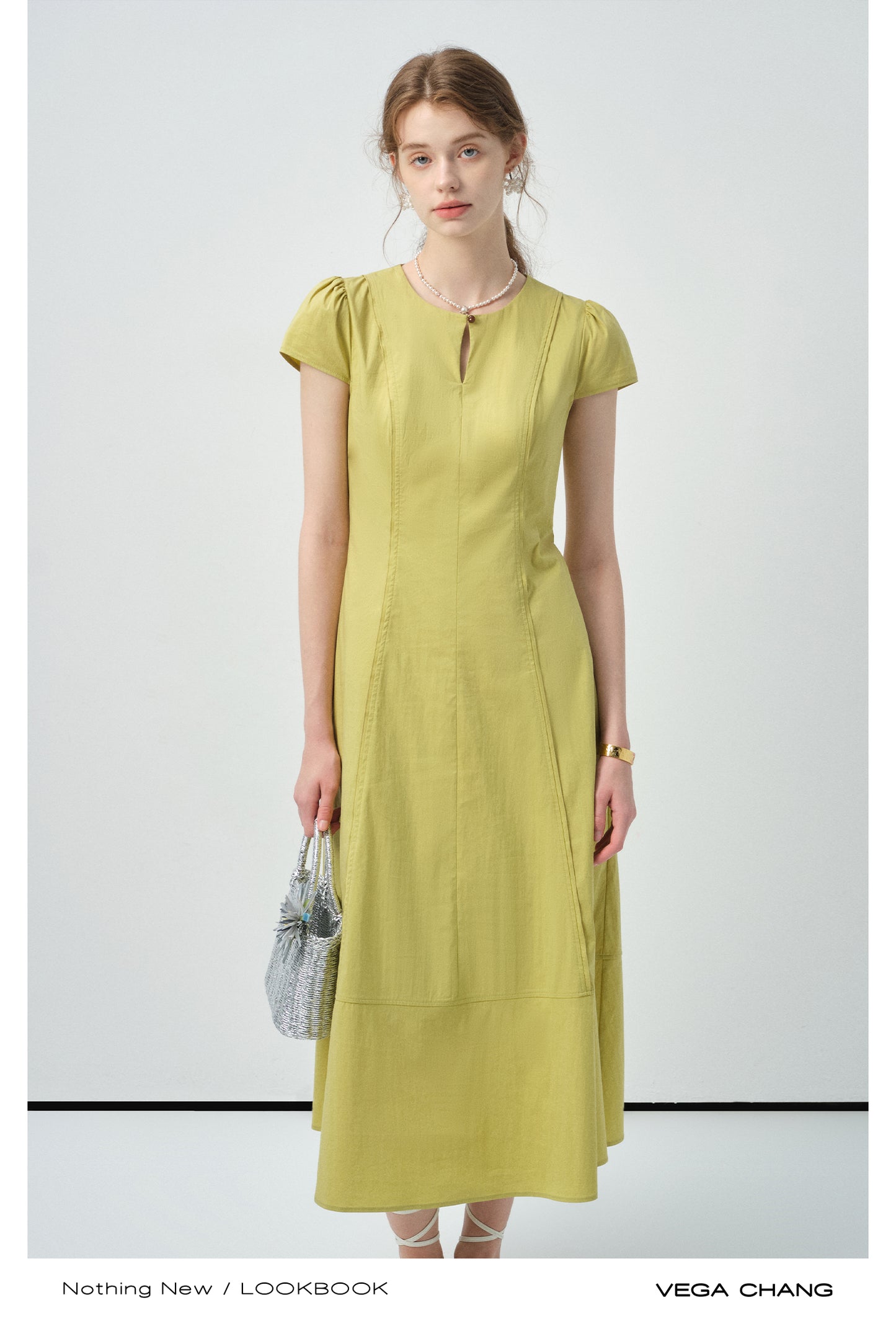 Tailored Puff-Sleeve Dress With Single Button
