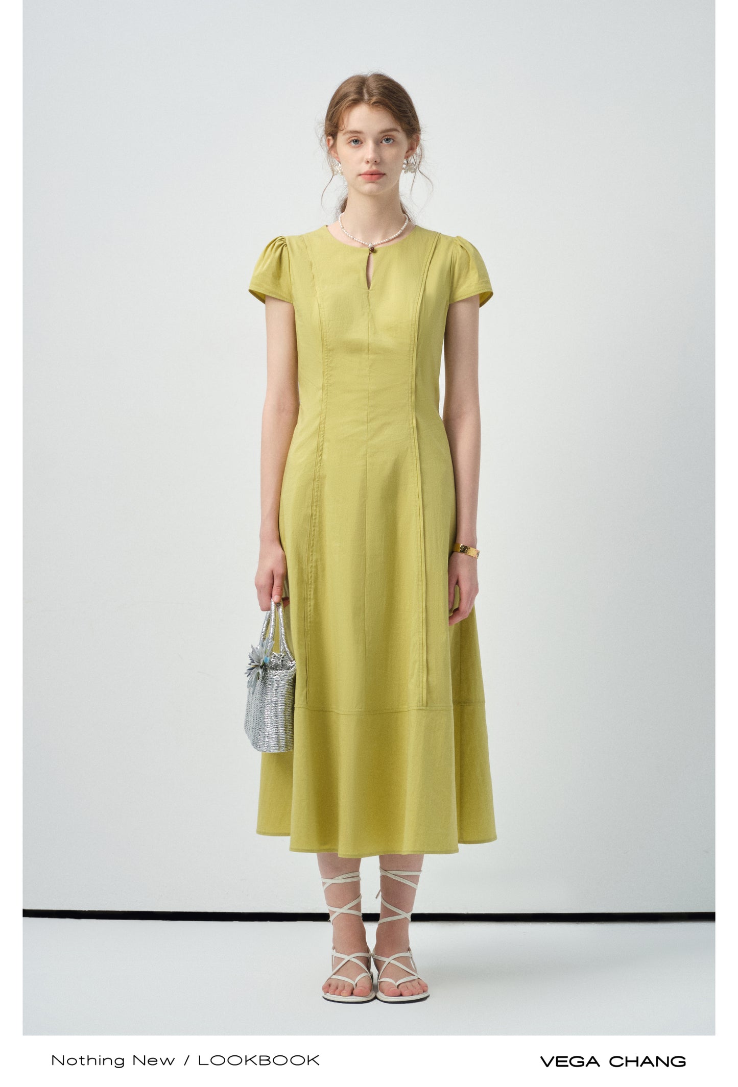 Tailored Puff-Sleeve Dress With Single Button