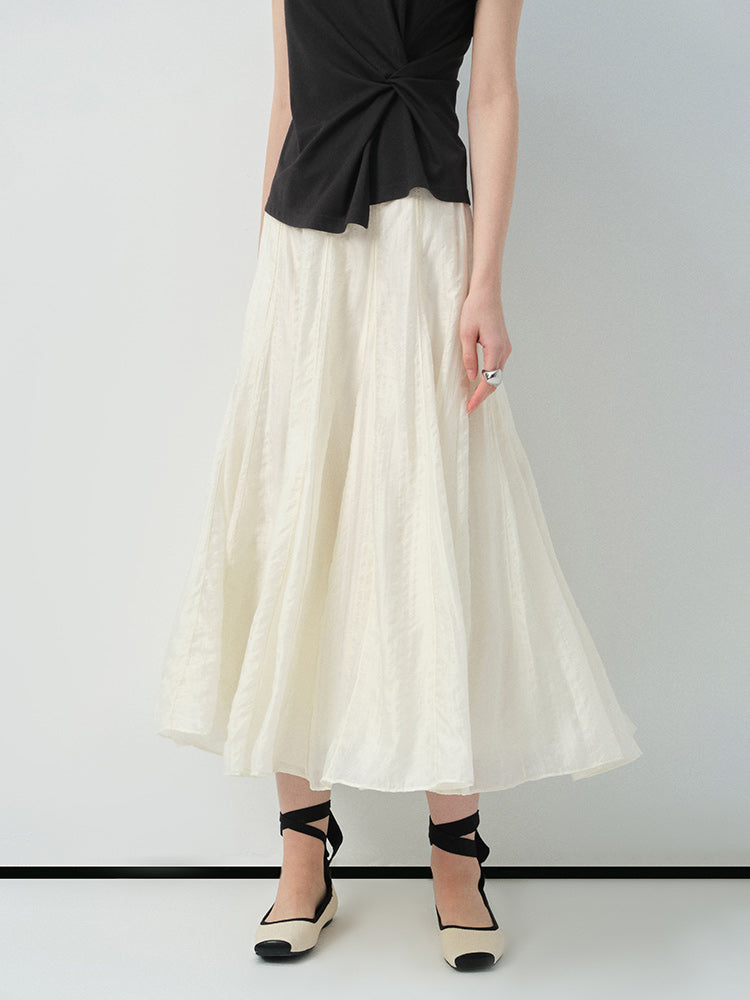 High Waist Skirt In Lyocell-Nylon Blend