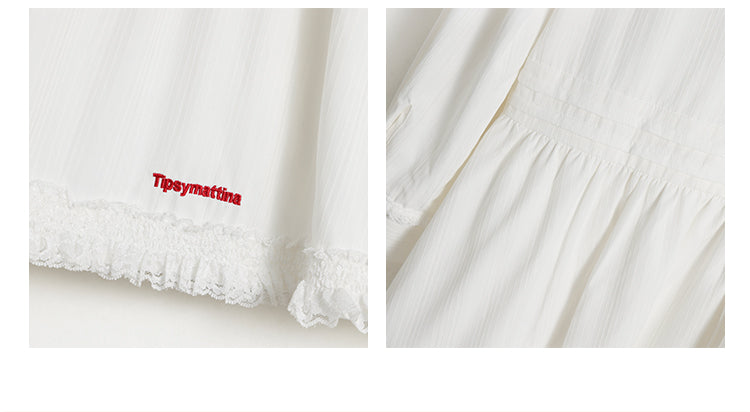 Doll Collar Pintuck Frilled Shirt Dress