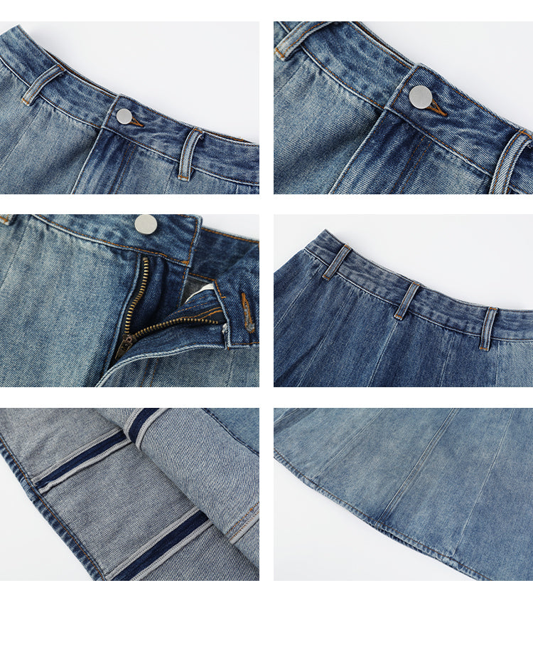 Denim Panel A-Line Skirt