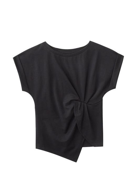 Asymmetric Ruched-Front T-Shirt