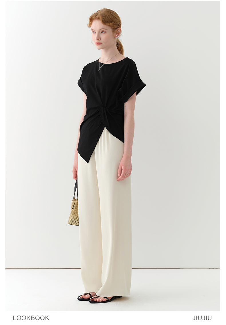 Asymmetric Ruched-Front T-Shirt