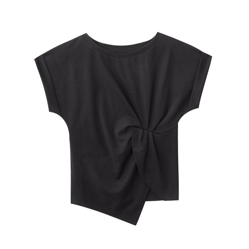 Asymmetric Ruched-Front T-Shirt