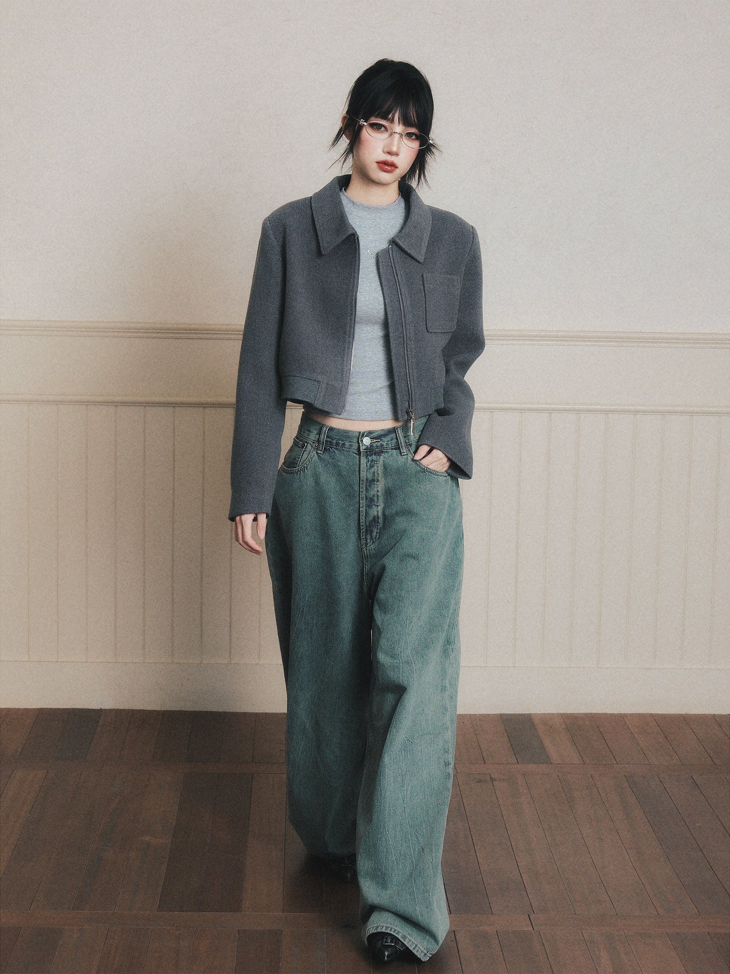 Structured Cropped Zip Jacket