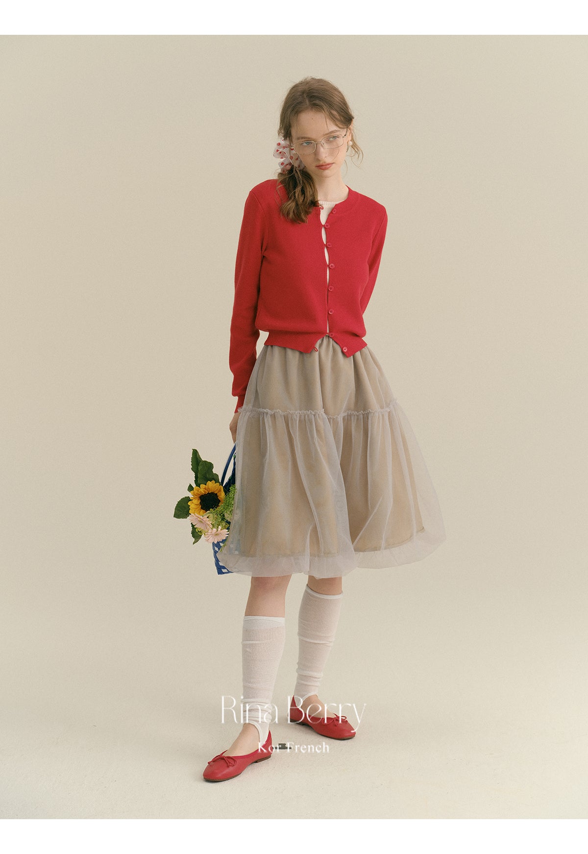 Sheer Mesh Bubble Skirt In Midi Length