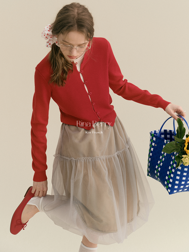Sheer Mesh Bubble Skirt In Midi Length