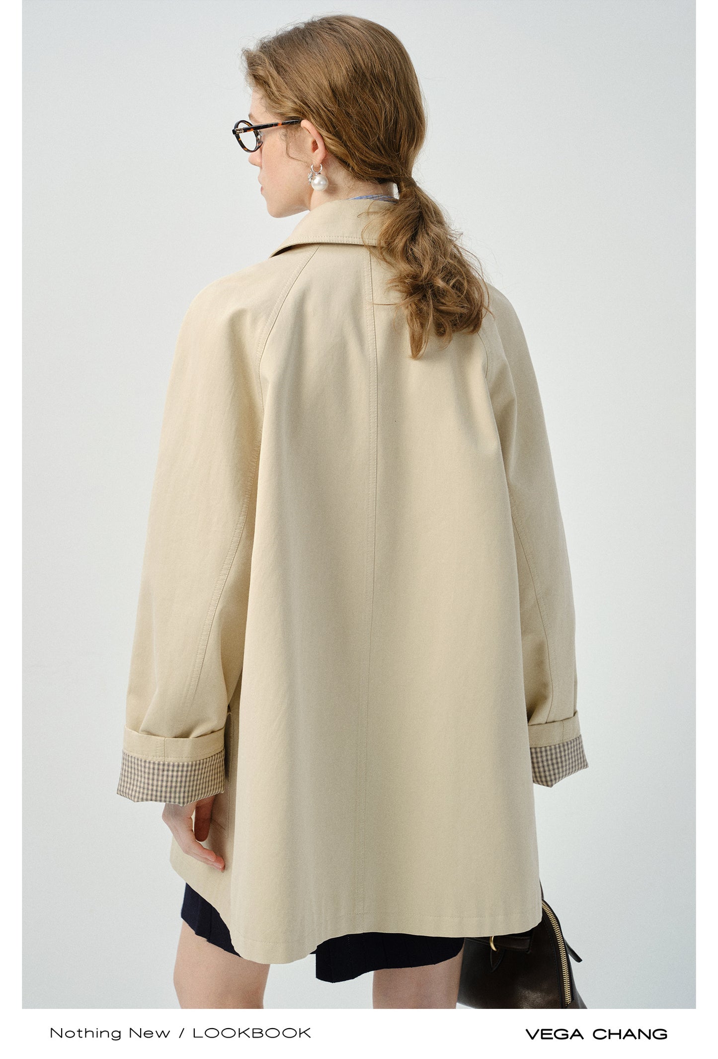 Minimalist Dual Closure Jacket With Plaid Cuffs