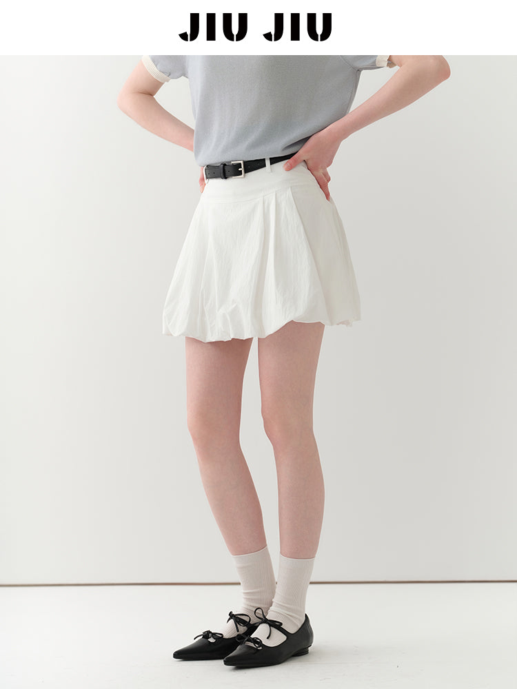 High-Waist Bubble Skirt In Cotton-Nylon Blend