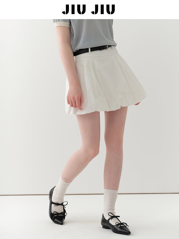 High-Waist Bubble Skirt In Cotton-Nylon Blend