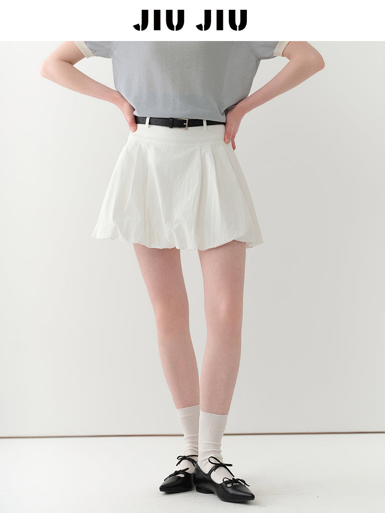 High-Waist Bubble Skirt In Cotton-Nylon Blend