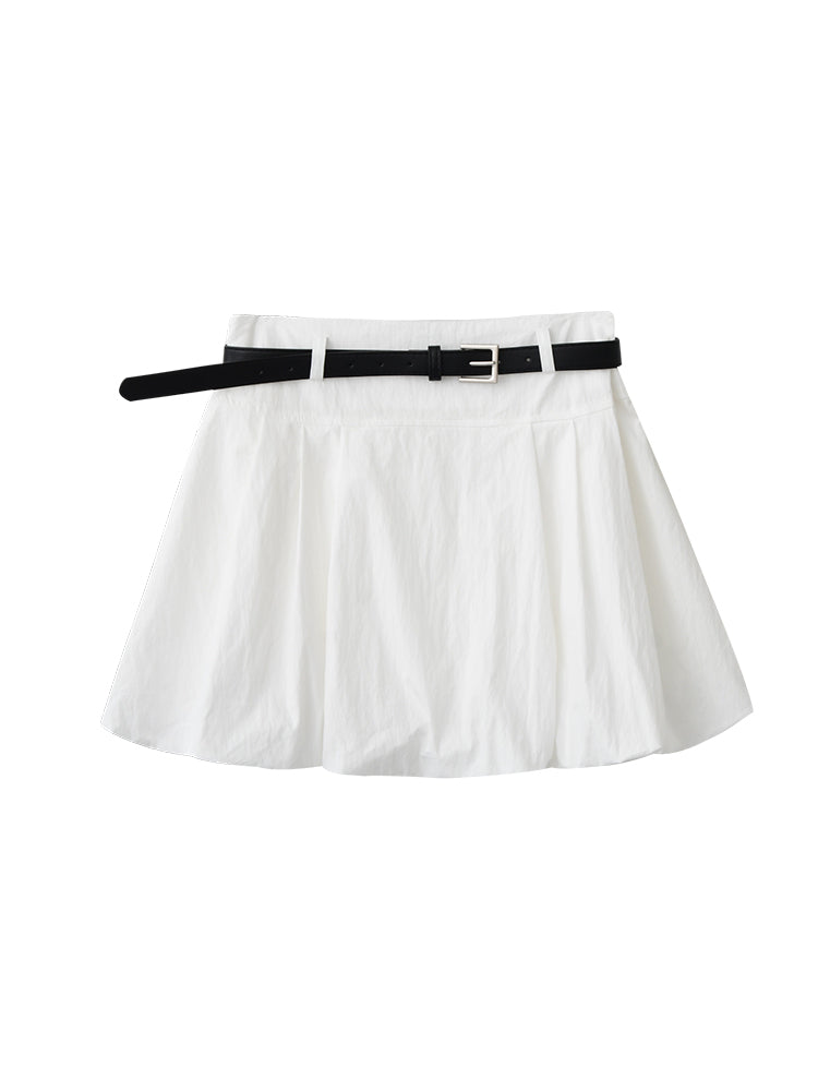 High-Waist Bubble Skirt In Cotton-Nylon Blend