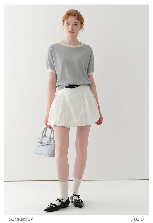 High-Waist Bubble Skirt In Cotton-Nylon Blend