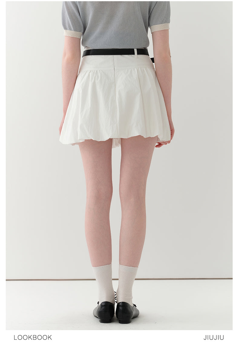 High-Waist Bubble Skirt In Cotton-Nylon Blend