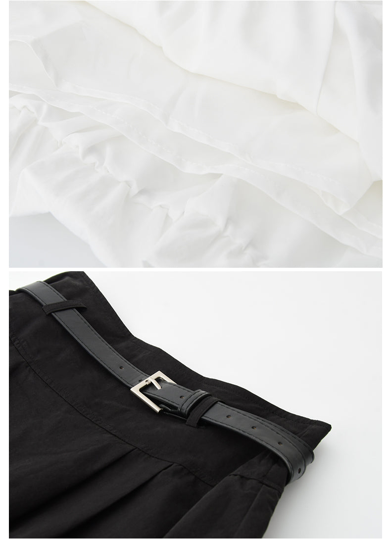 High-Waist Bubble Skirt In Cotton-Nylon Blend