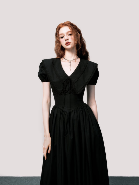 Statement Collar Puff Sleeve Dress