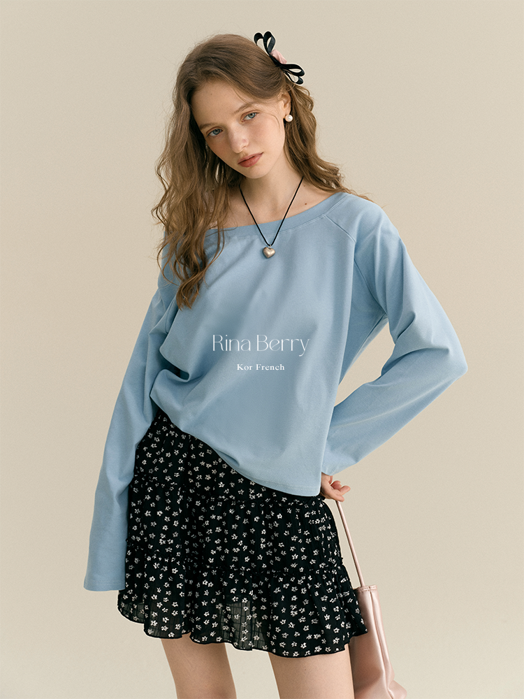 Basic Cotton Pullover With Wide Neckline