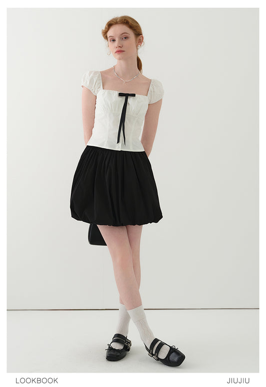 Soft Elastic Waist Bubble Skirt