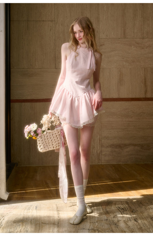 Gingham V-Hem Dress & Shorts Two-Piece Set