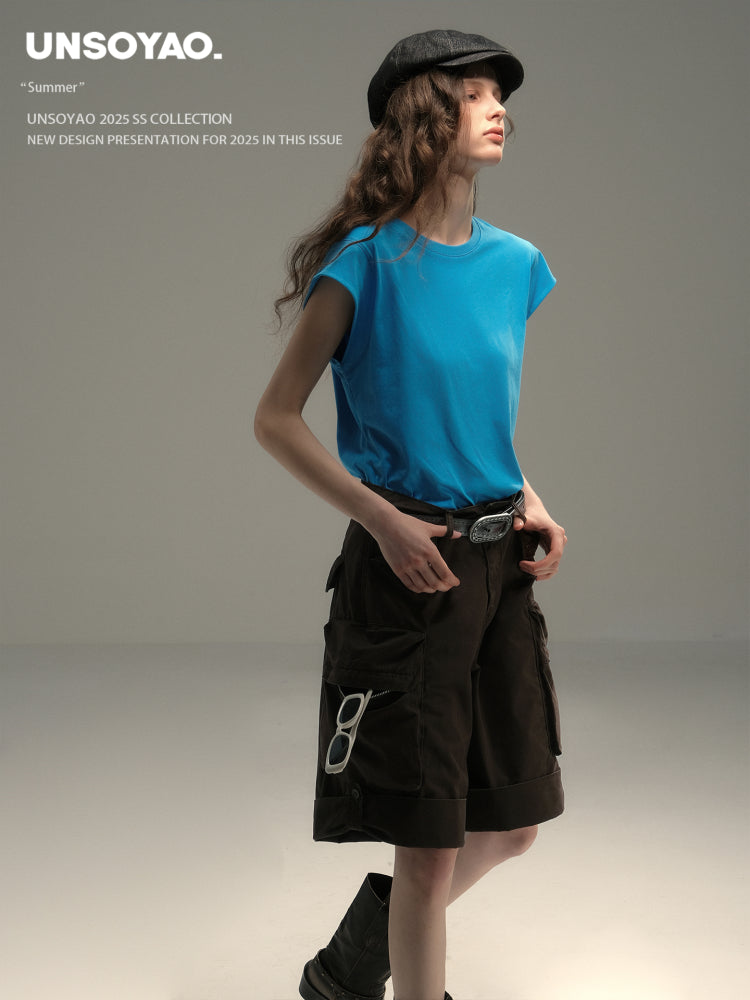 Minimal Cotton Cap-Sleeve Top