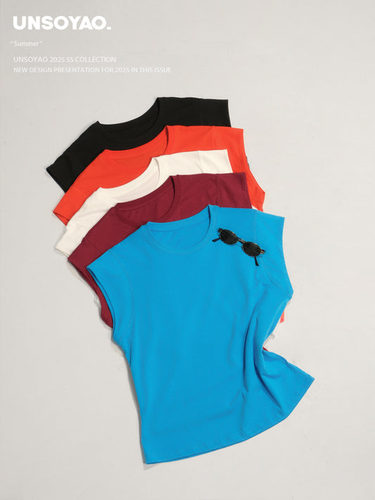 Minimal Cotton Cap-Sleeve Top