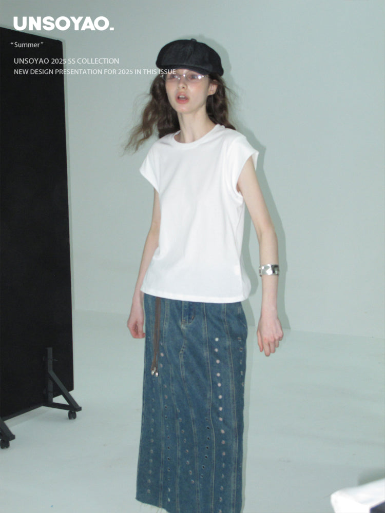 Minimal Cotton Cap-Sleeve Top