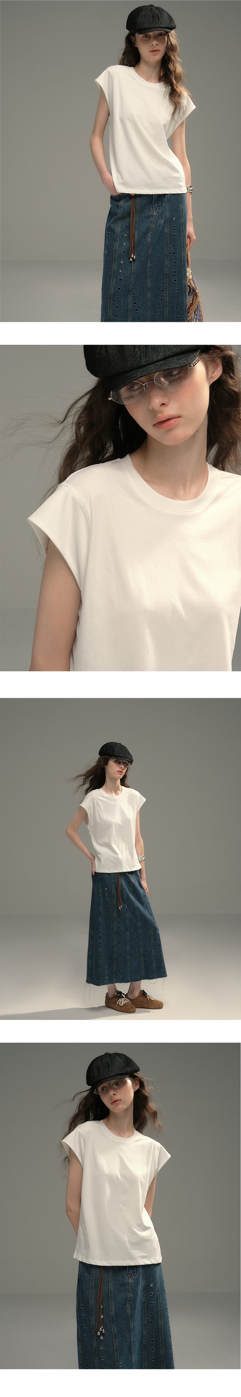 Minimal Cotton Cap-Sleeve Top