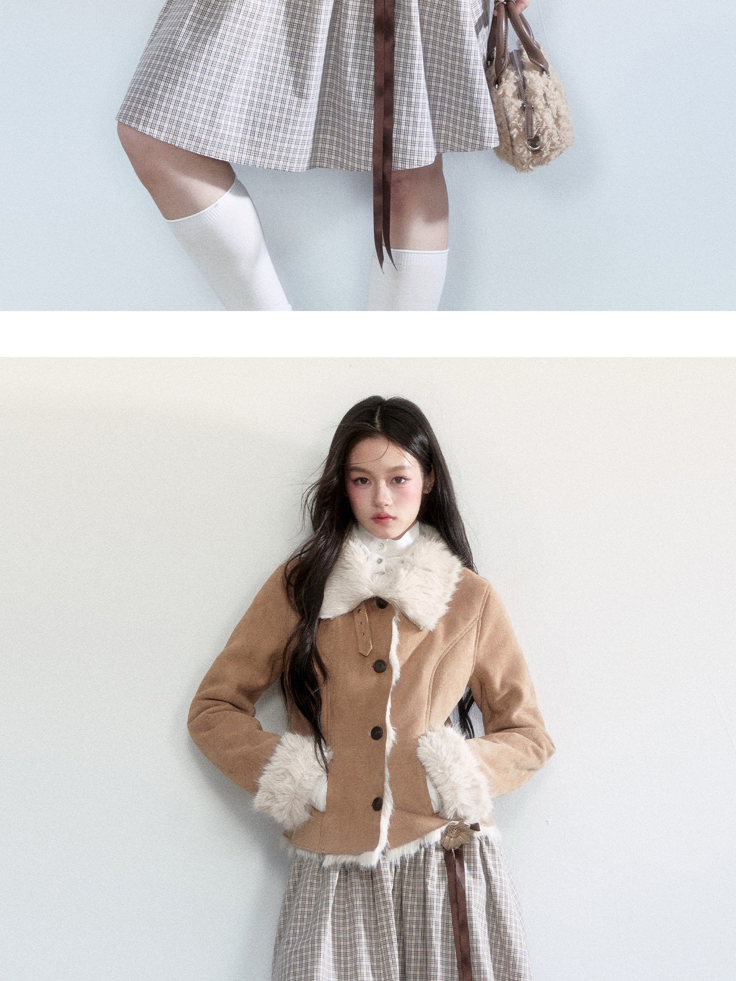 Pure Cotton Plaid Flare Midi Skirt