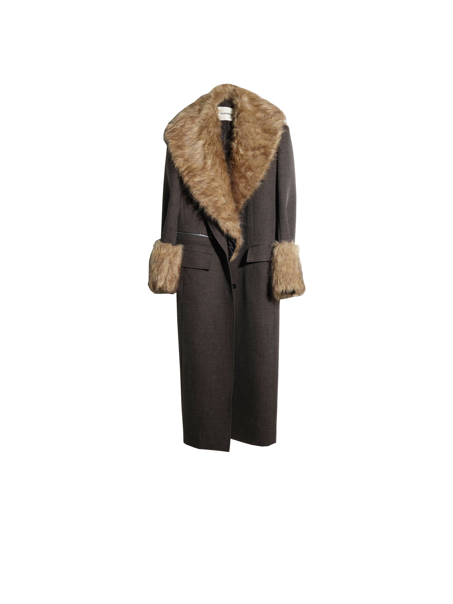Longline Blazer With Plush Removable Faux Fur Collar